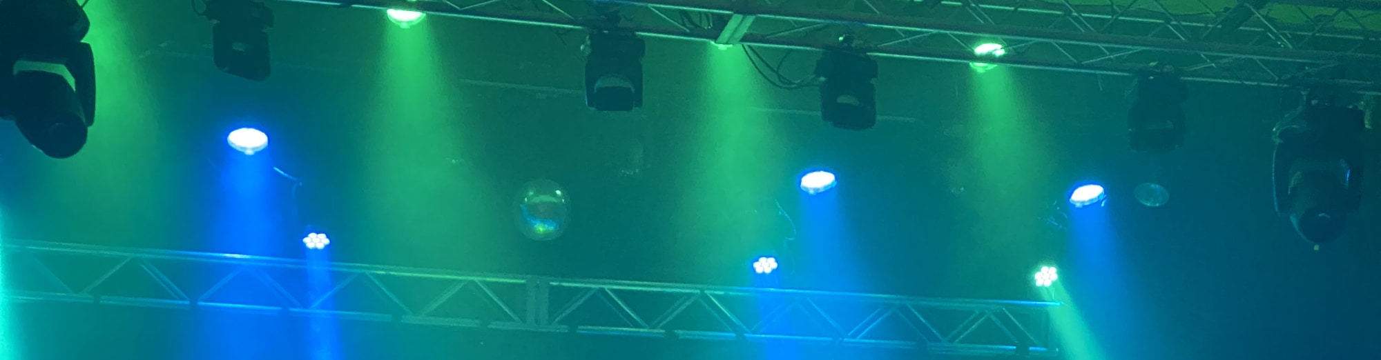 blue and green theater stage lights Lubbock